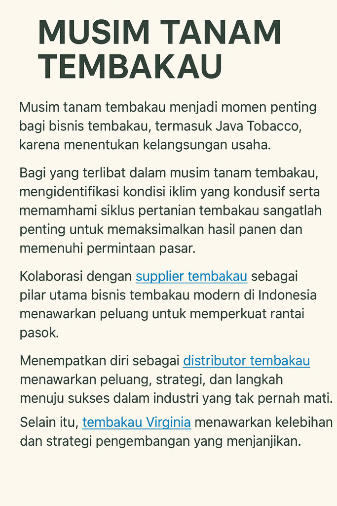 musim tanam tembakau