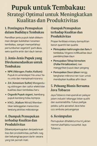 pupuk untuk tembakau