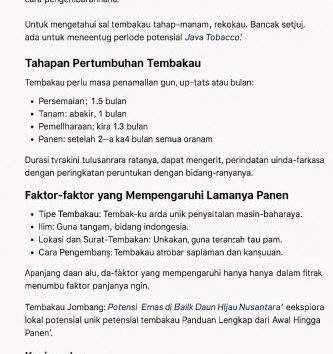 Tembakau Bisa Panen Berapa Bulan