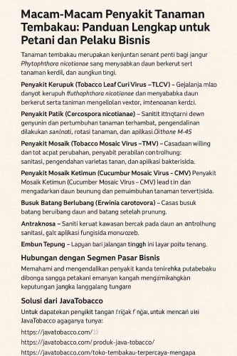 Macam-Macam Penyakit dari Tanaman Tembakau